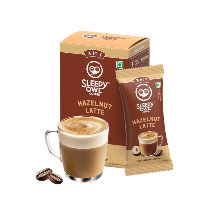 Sleepy Owl Hazelnut Latte Instant Coffee Premix (3 in 1) – 5 x 20 g