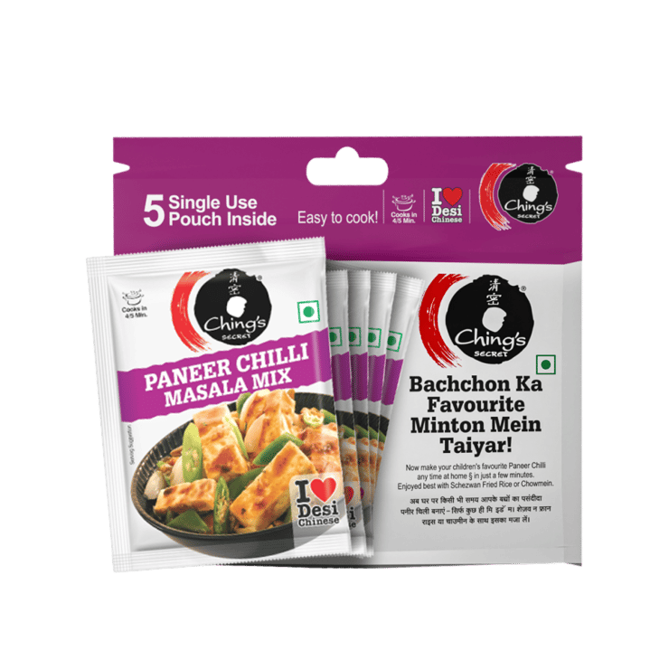 Ching’s Secret Paneer Chilli Masala Instant Mix – 5 Single Use Pouches – 5 x 20 g