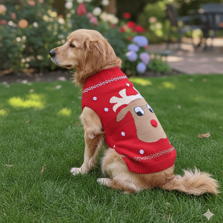 BearHugs Reindeer Dog Sweater (Red & White) – 1 piece