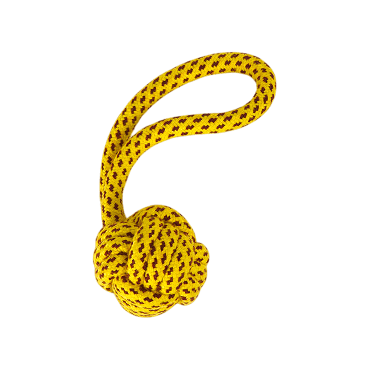 Super Pet Rope Fetch Ball Dog Toy (Yellow) – 1 unit