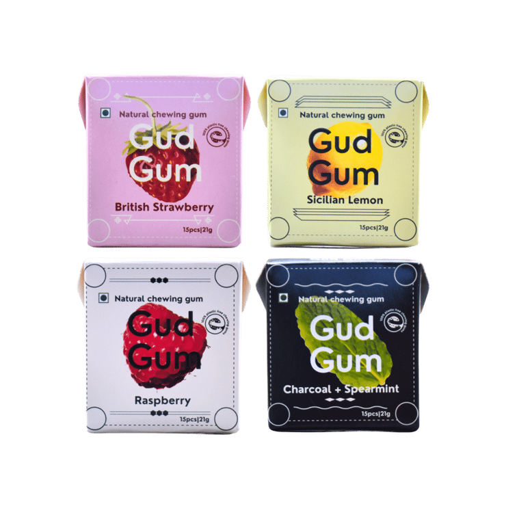Gud Gum Natural Sugar Free Chewing Gum – 84 g (4 x 21 g)