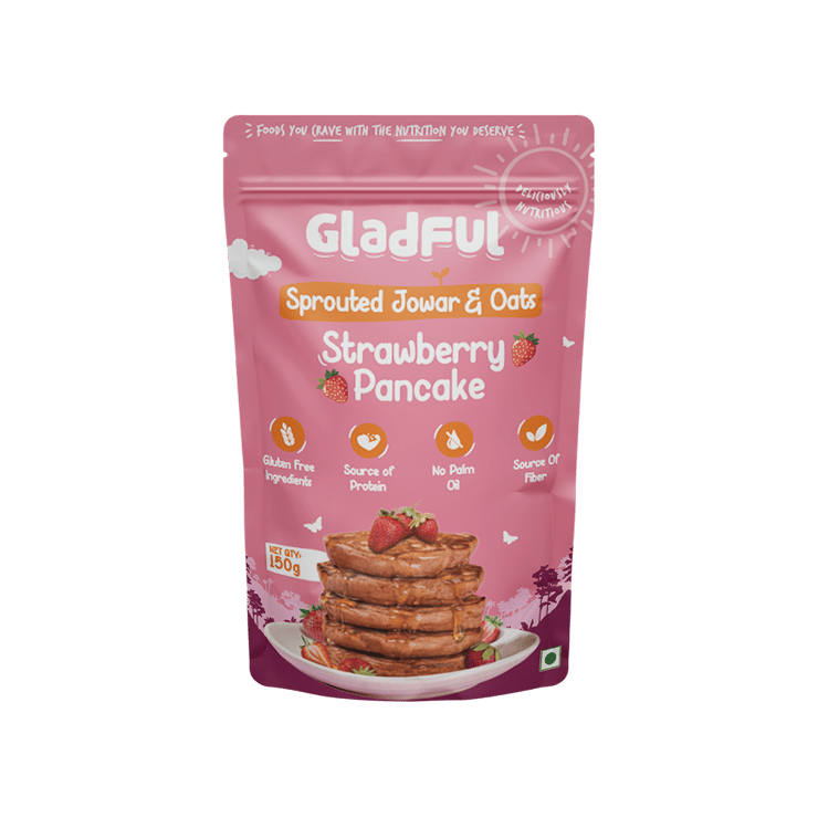 Gladful Strawberry Pancake Mix with Jowar and Oats – 150 g