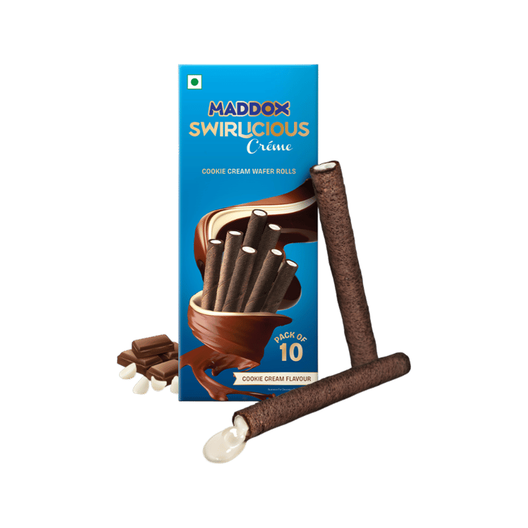 Maddox Swirlicious Cookie Cream Wafer Roll – 105 g