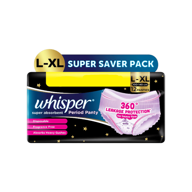 Whisper Super-Absorbent Period Panty – 1 pack (12 pieces)