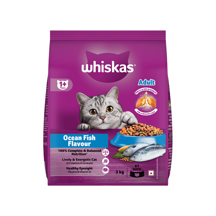 Whiskas Adult Dry Cat Food -Ocean Fish Flavour (1+ Years) – 3 kg