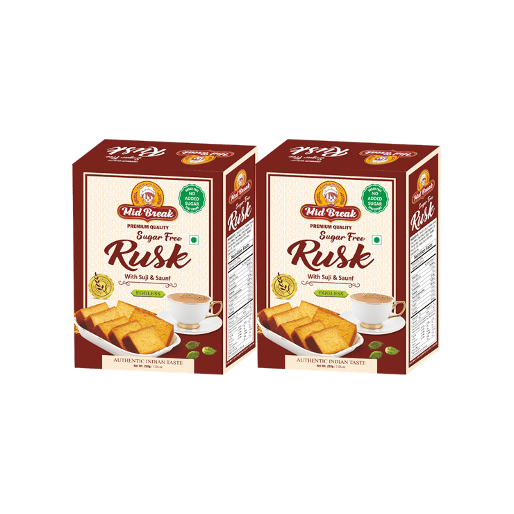 Mid Break Sugar Free Rusk with Suji & Saunf – 400 g (2 x 200 g)