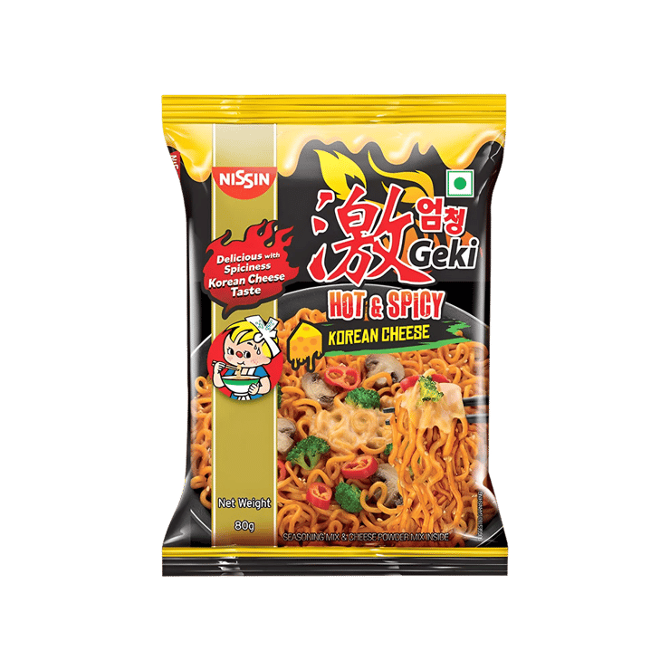 Nissin Geki Korean Ramen Spicy Cheese Flavoured Instant Noodles – 80 g