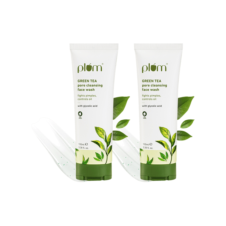 Plum Green Tea Pore Cleansing Face Wash with Glycolic Acid – Pack of 2 – 2 x 100 ml