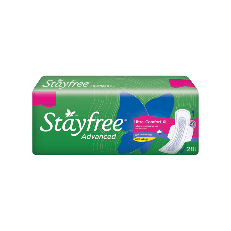Stayfree Advanced Ultra Comfort Sanitary Pads (XL/XXL Wings) – 1 pack (28 pieces)