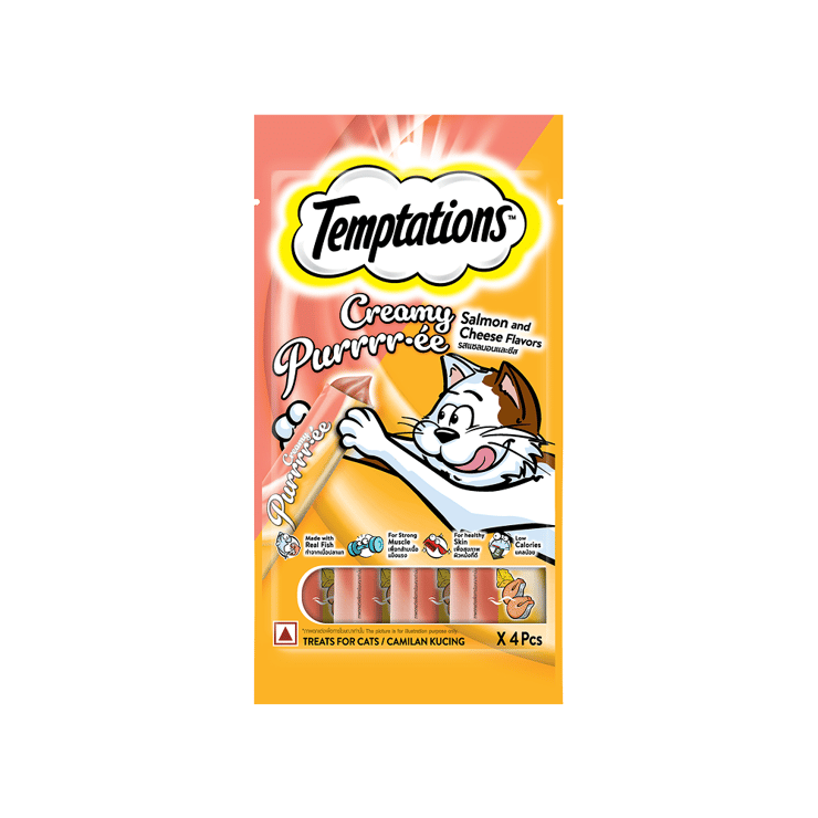 Temptations Purrrr-ee Salmon & Cheese Flavour Creamy Cat Treat – 48 g