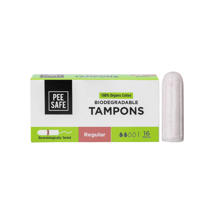 Pee Safe 100% Organic Cotton Tampons (Light Flow – Regular) – 1 pack (16 pieces)