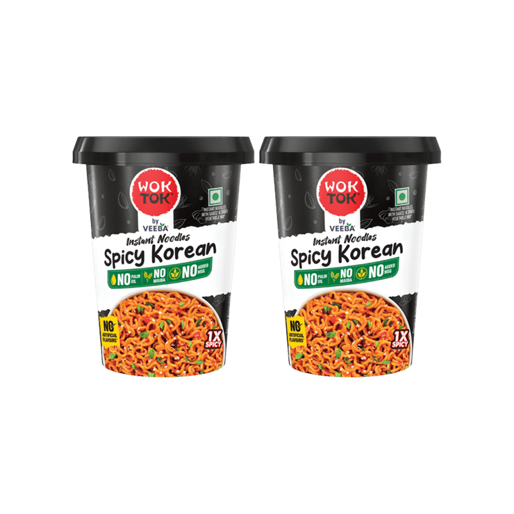 Wok Tok by Veeba Spicy Korean Cup Noodles (No Maida & Palm Oil) – Pack of 2 – 2 x 75.5 g
