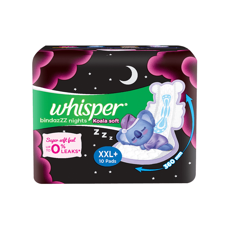 Whisper Bindazzz Nights Koala Soft Sanitary Pads – 1 pack (10 pieces)