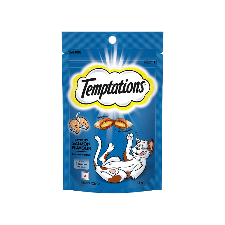 Temptations Savoury Salmon Flavour Cream Filled Crunchy Cat Treat – 85 g