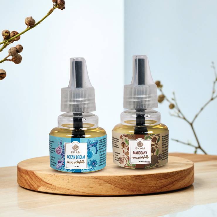 Ekam Plug-In Air Freshener Refill Set (Ocean Dream & Mahogany) – 1 pack (2 x 45 ml)