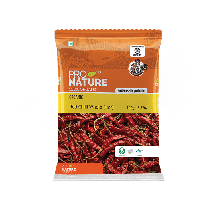 Pro Nature Red Organic Chilli Whole – 100 g