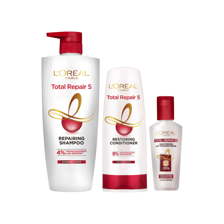 L’Oreal Paris Total Repair 5 Serum, Shampoo & Conditioner 650 ml + 180 ml + 40 ml – 650 ml + 180 ml + 40 ml