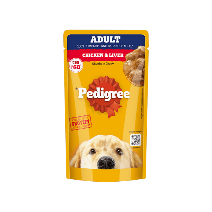 Pedigree Adult Wet Dog Wet Food – Chicken & Liver Chunks in Gravy – 130 g
