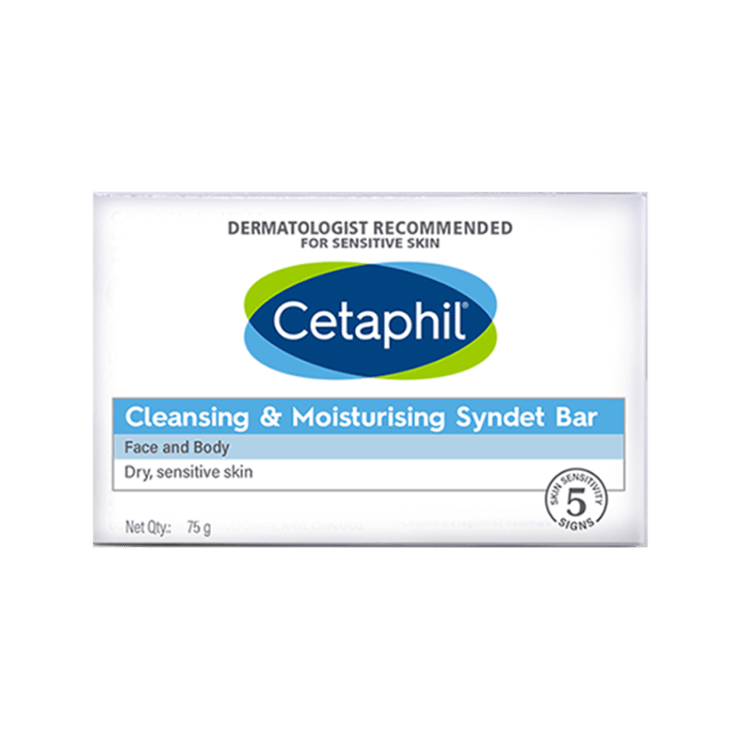 Cetaphil Cleansing & Moisturizing Syndet Soap – Recommended by Dermatologists – 75 g
