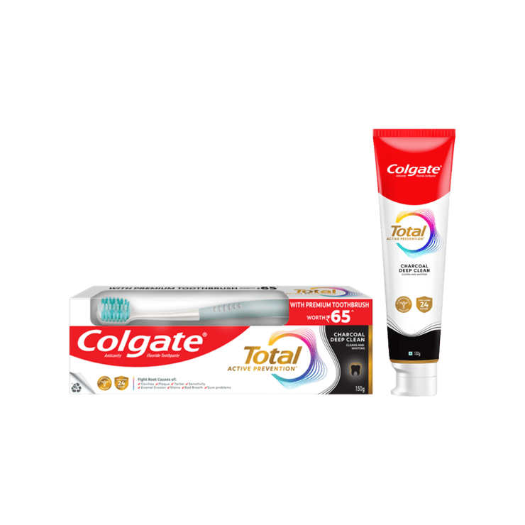 Colgate Total Charcoal Deep Clean Toothpaste (with a Premium Toothbrush) – 150 g + 1 piece