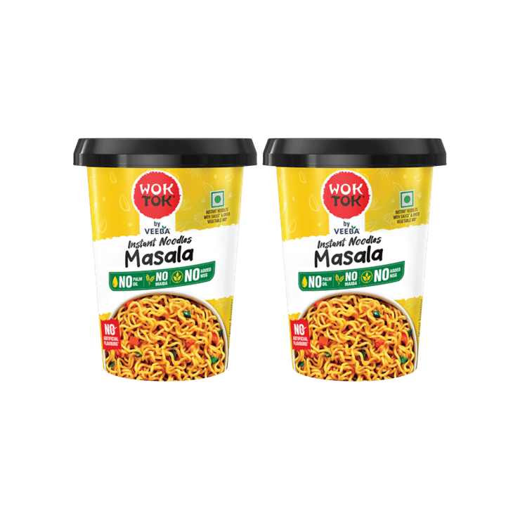 Wok Tok by Veeba Masala Cup Noodles (No Maida & Palm Oil) – Pack of 2 – 2 x 75.5 g