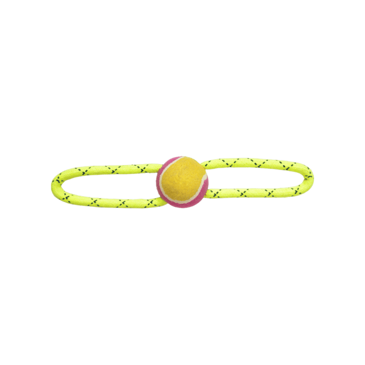 Cuddly Beans Tennis Ball & Rope Handle Pet Toy (Multicolour) – 1 unit