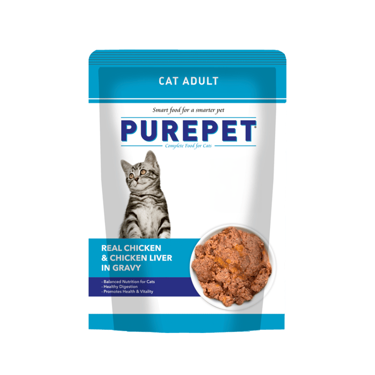 PurePet Wet Cat Food – Real Chicken and Chicken Liver in Gravy – All life stages – 50 g