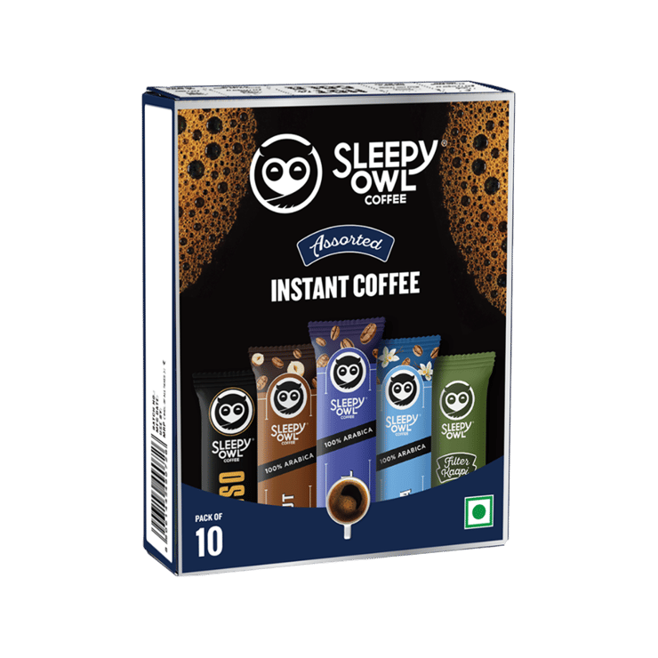 Sleepy Owl Assorted Pack of 10 Instant Coffee Travel Pack – 10 x 2 g
