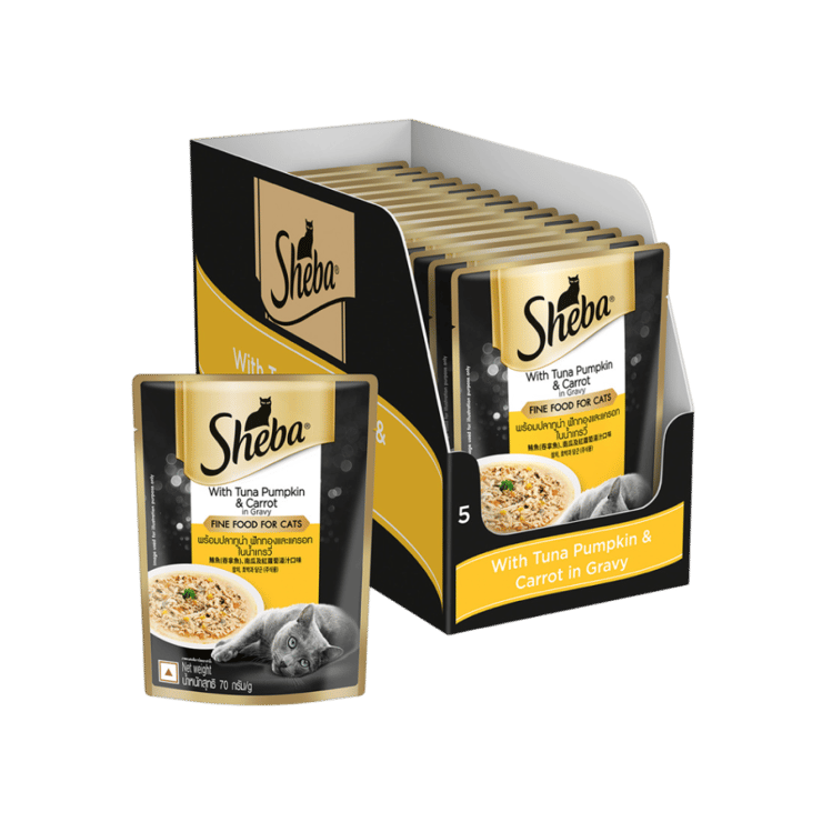 Sheba Wet Cat Food Tuna Pumpkin & Carrot in Gravy – 980 g (14 x 70 g)