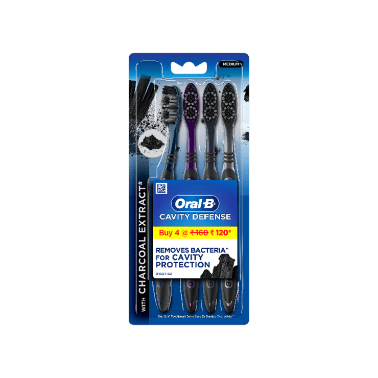 Oral-B Cavity Defense Toothbrush Set (with Charcoal Extract) – 1 pack (4 pieces)