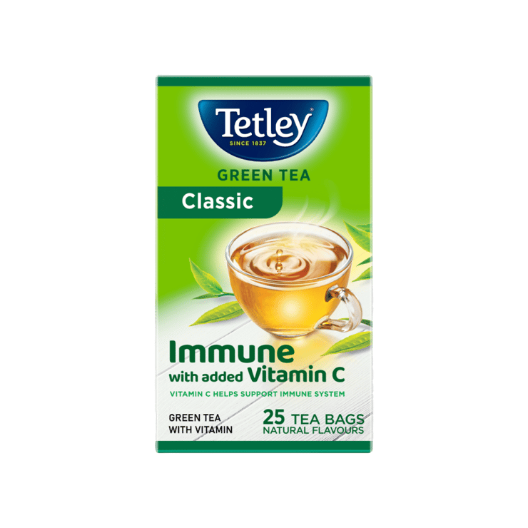 Tetley Classic Green Tea Bags (Immune with added Vitamin C) – 25 pieces