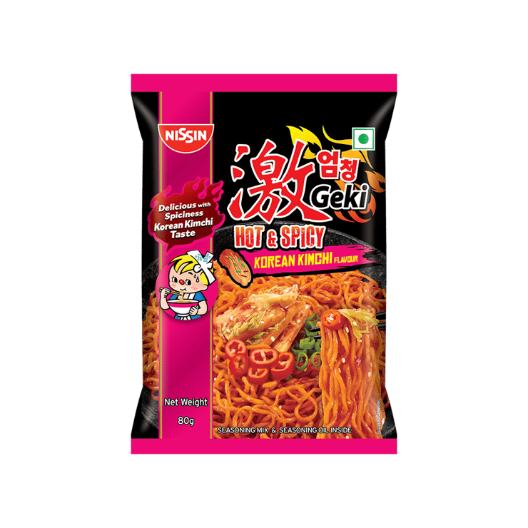 Nissin Geki Korean Ramen Spicy Kimchi Flavoured Instant Noodles – 80 g
