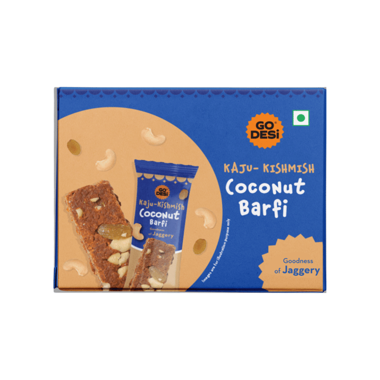 Kaju Kishmish Coconut Barfi by GO DESi – 96 g