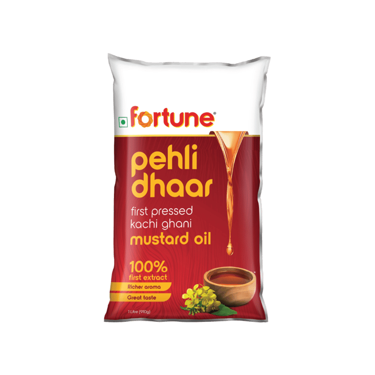 Fortune Pehli Dhar First Pressed Kachi Ghani Mustard Oil (Pouch) – 1 ltr
