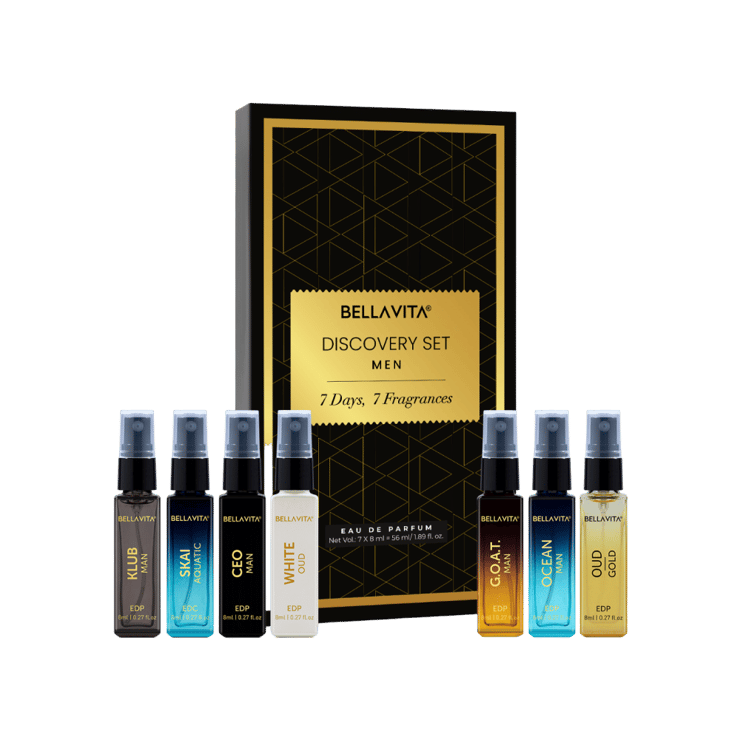 Bella Vita Discovery Set Men’s Eau de Parfum (Woody, Oud, Fresh) – 1 pack (7 pieces)