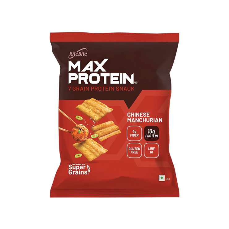 RiteBite Max Protein Chinese Manchurian 10 g Protein Multigrain Chips – 60 g