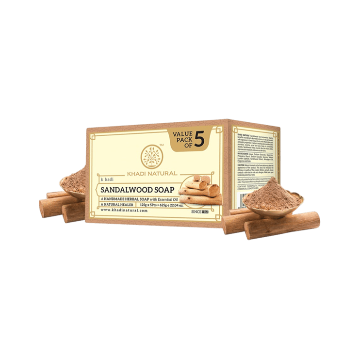 Khadi Natural Sandalwood Soap – 1 pack (5 x 125 g)