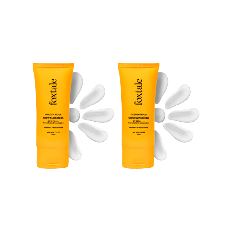 Foxtale Golden Hour Glow Sunscreen (SPF 50 PA++++) – Pack of 2 – 2 x 50 ml