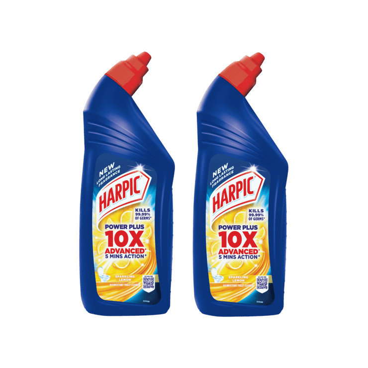 Harpic Disinfectant Liquid Toilet Cleaner (Sparkling Lemon) – Pack of 2 – 2 x 1 ltr