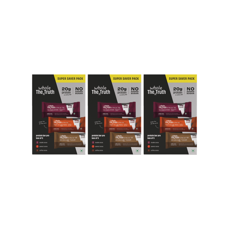 The Whole Truth Protein Bar Pack – Pack of 3 – 3 x 5 x 67 g