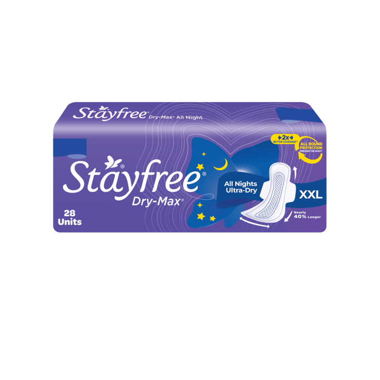 Stayfree Dry Max All Night Sanitary Pads (XL/XXL) – 28 units