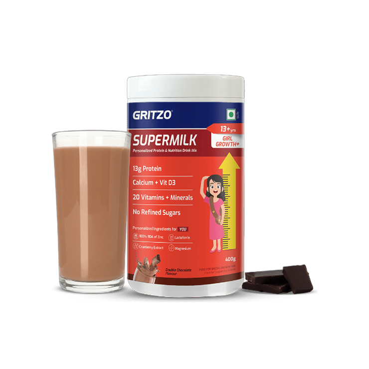 Gritzo SuperMilk Girl Height+ Drink Mix (13+ years, Double Chocolate) – 400 g
