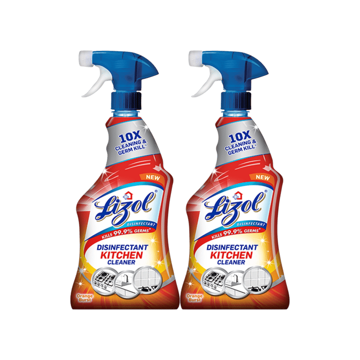 Lizol Disinfectant Kitchen Cleaner (Orange Burst) – Pack of 2 – 2 x 450 ml