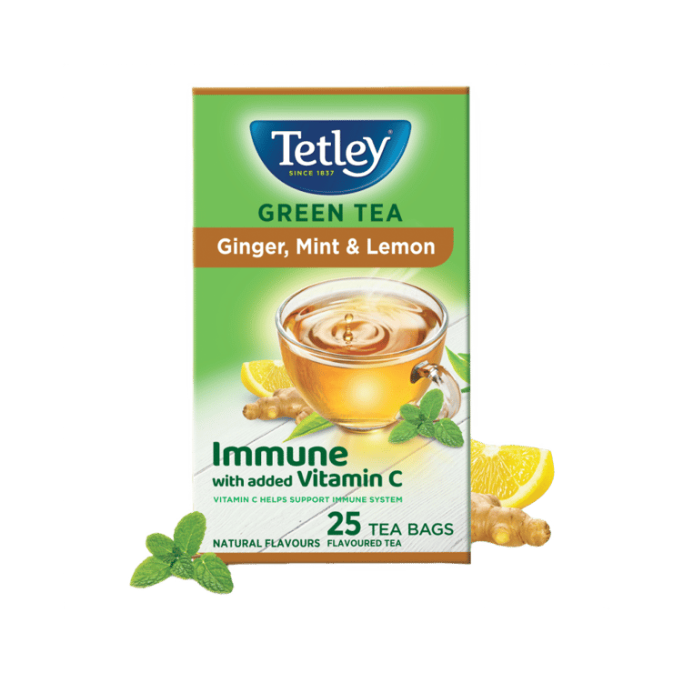 Tetley Ginger, Mint & Lemon Green Tea Bags (Immune with added Vitamin C) – 25 pieces