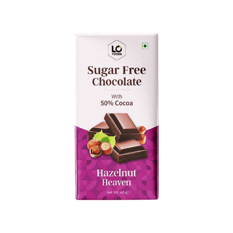 Lo! Foods Sugar Free Dark Chocolate Bar (Hazelnut Heaven) – 40 g