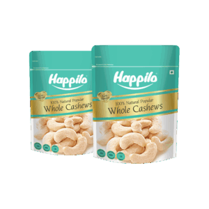 Happilo 100% Natural Popular Whole Cashew - Pack of 2 - 2 x 400 g