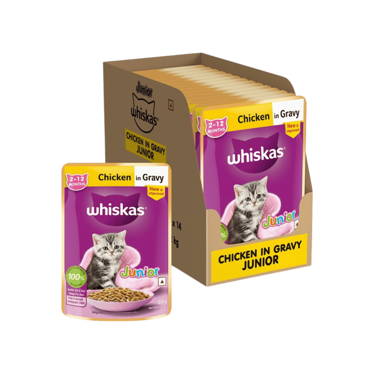 Whiskas Wet Kitten Food -Chicken in Gravy Junior (2-12 Months) – 14 x 80 g