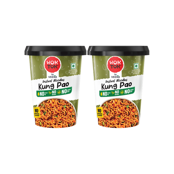 Wok Tok by Veeba No Maida Kung Pao Instant Cup Noodles – Pack of 2 – 2 x 92.5 g