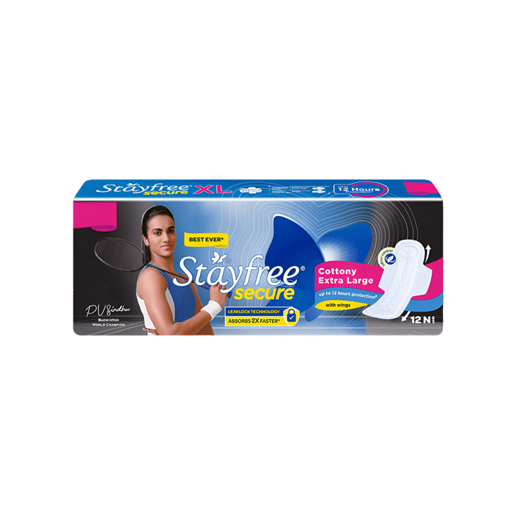 Stayfree Secure Cottony Soft Sanitary Pads – 12 pieces