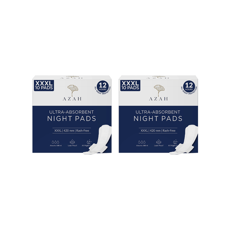 Azah XXXL Night Sanitary Pads (Pack of 10) – Pack of 2 – 2 x 1 pack (10 pieces)